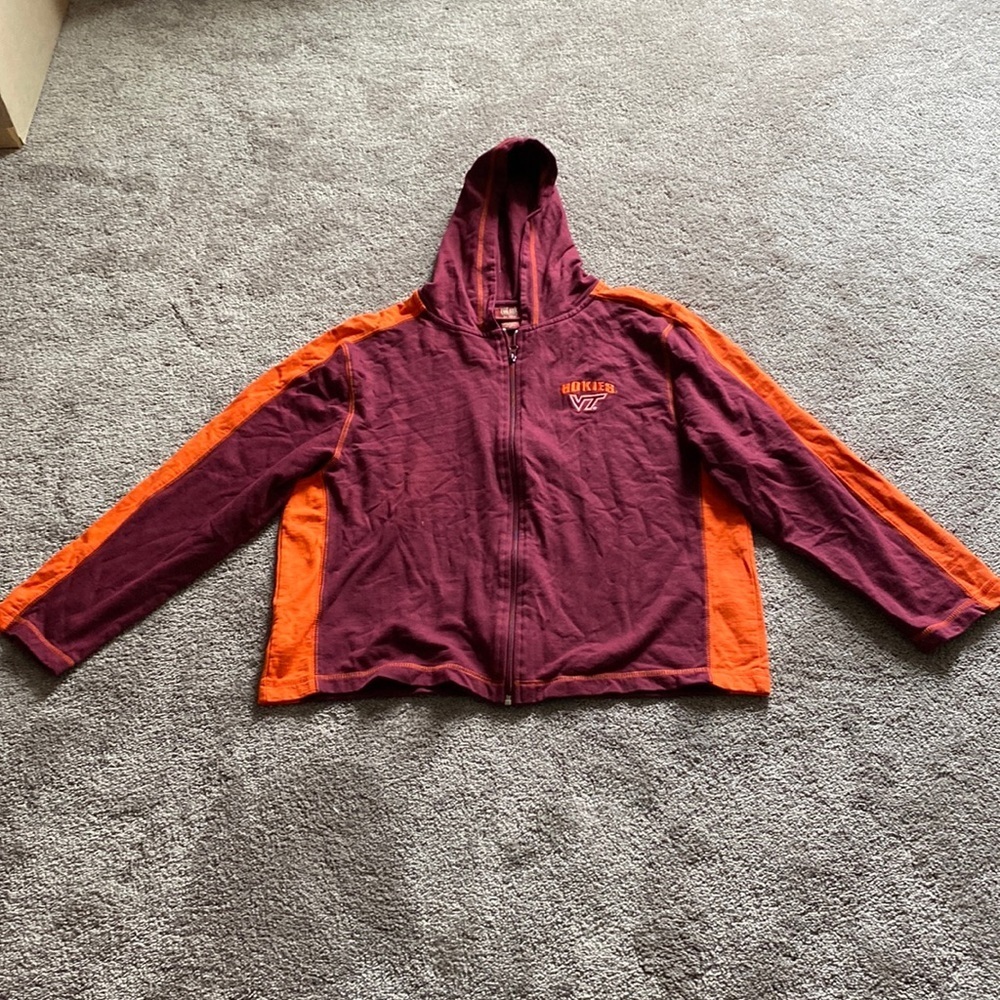 Red Oak Maroon/Orange VT Virginia Tech Hokies Full Zip Hoodie SIZE XL